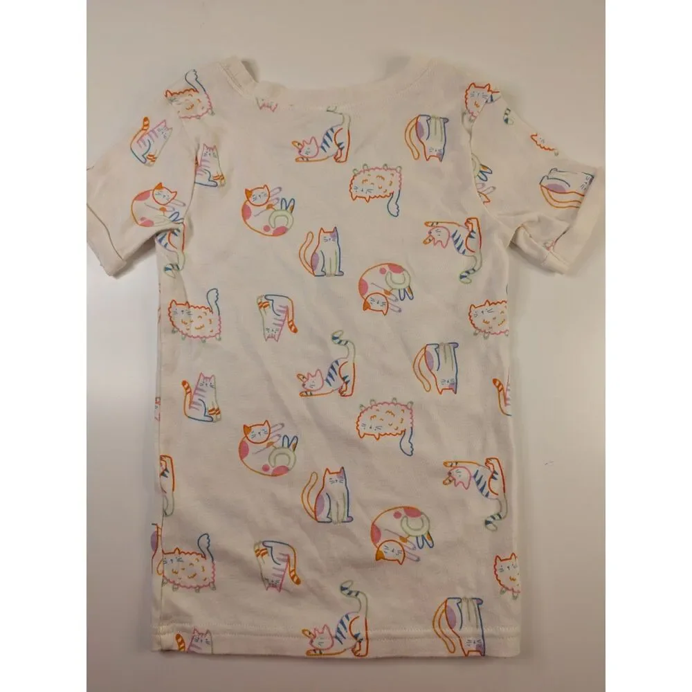 Old Navy girls size 5T cat print short sleeve shirt 100% cotton